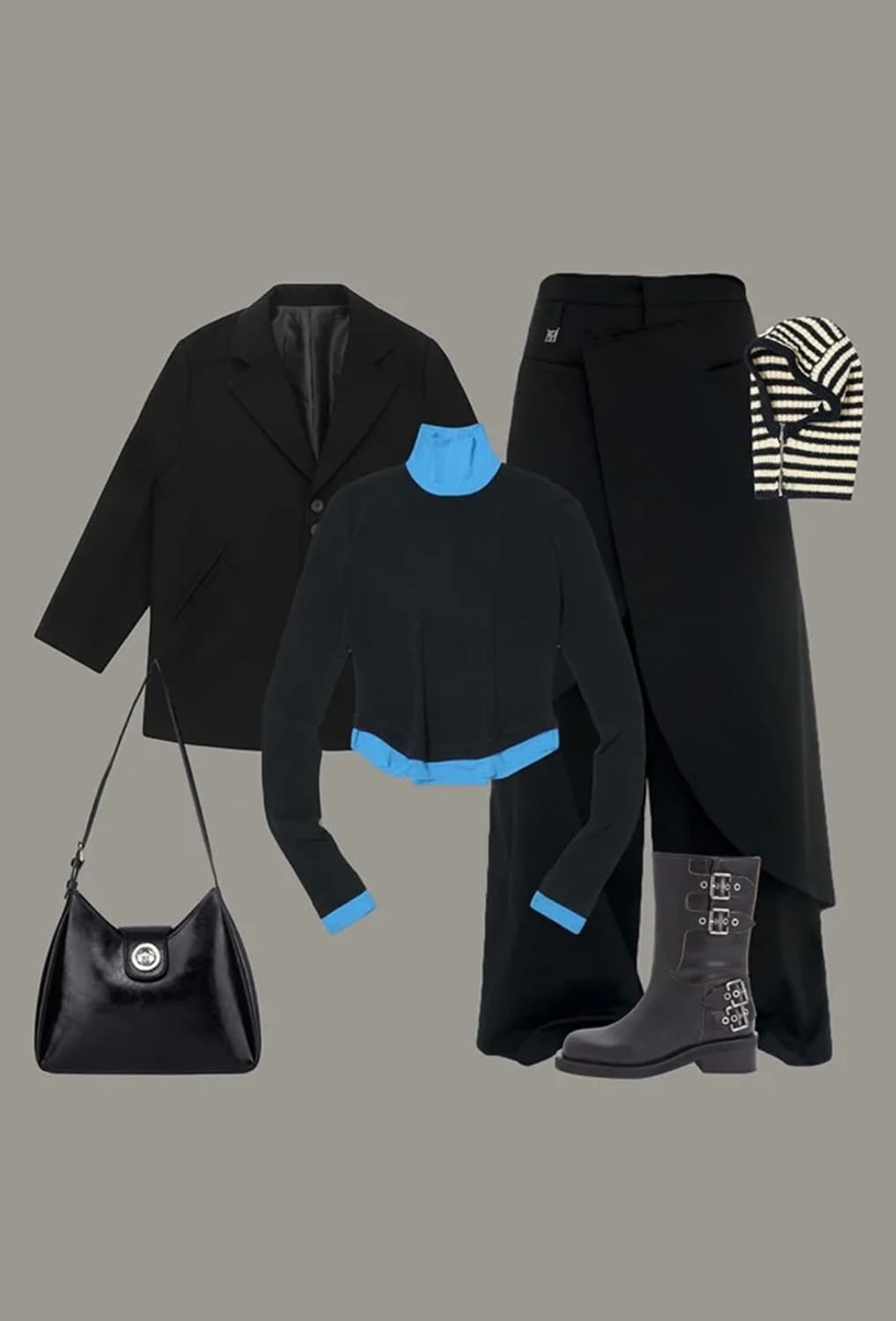 파르티멘토 우먼 레이어드 하이넥 블랙 상품이미지3