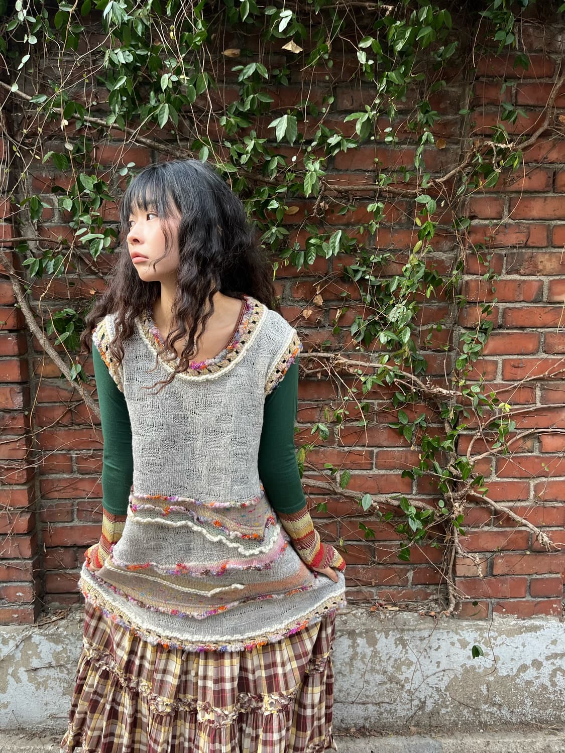 일본 무드 뜨개 포인트 니트 원피스 상품이미지2