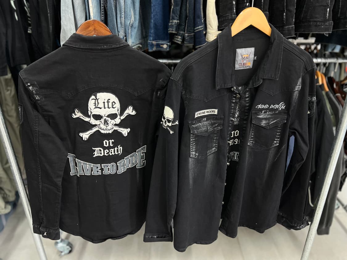 블랙실버 스컬자수 스판블랙 남방  상품이미지8