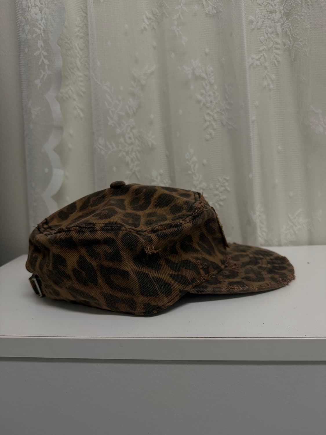 VINTAGE 레오파드 디스트로이드 자수패치 커스텀 필박스 캡 상품이미지8