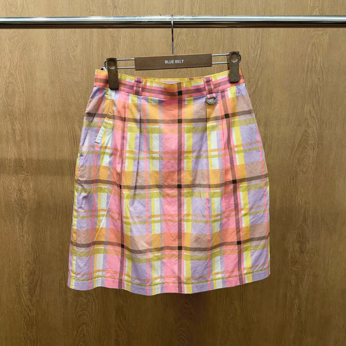 크리스찬 디올 스포츠 타탄 체크 패턴 D링 장식 디테일 A라인 핑크 상품이미지2