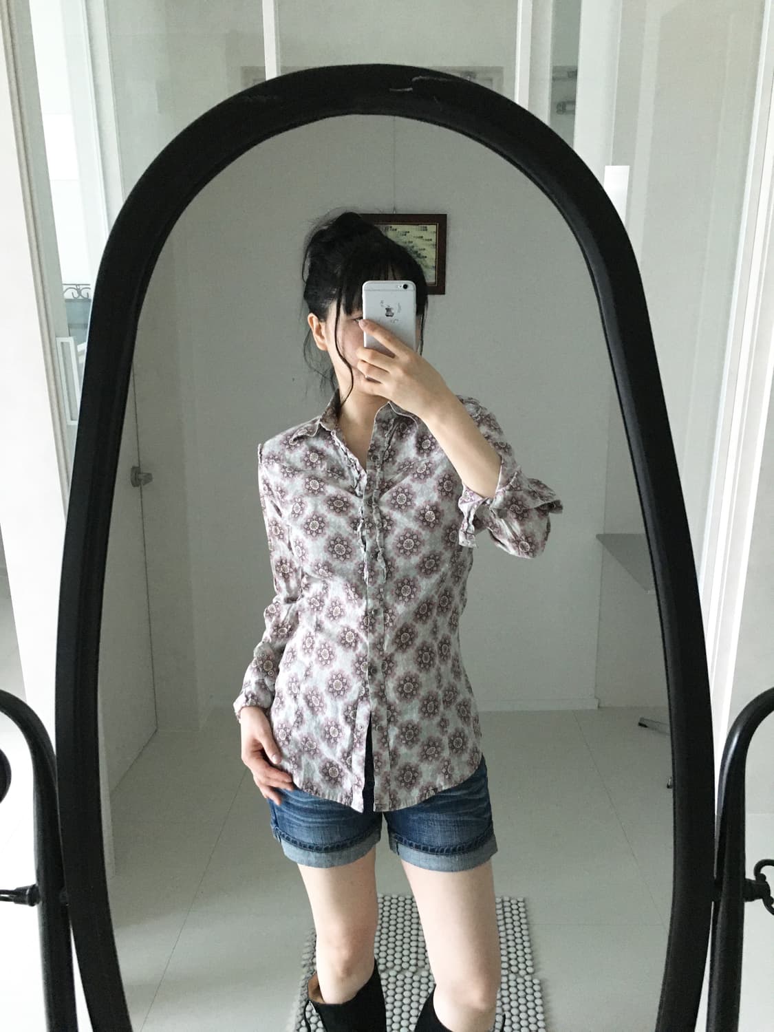 vintage snap button print shirt 상품이미지1