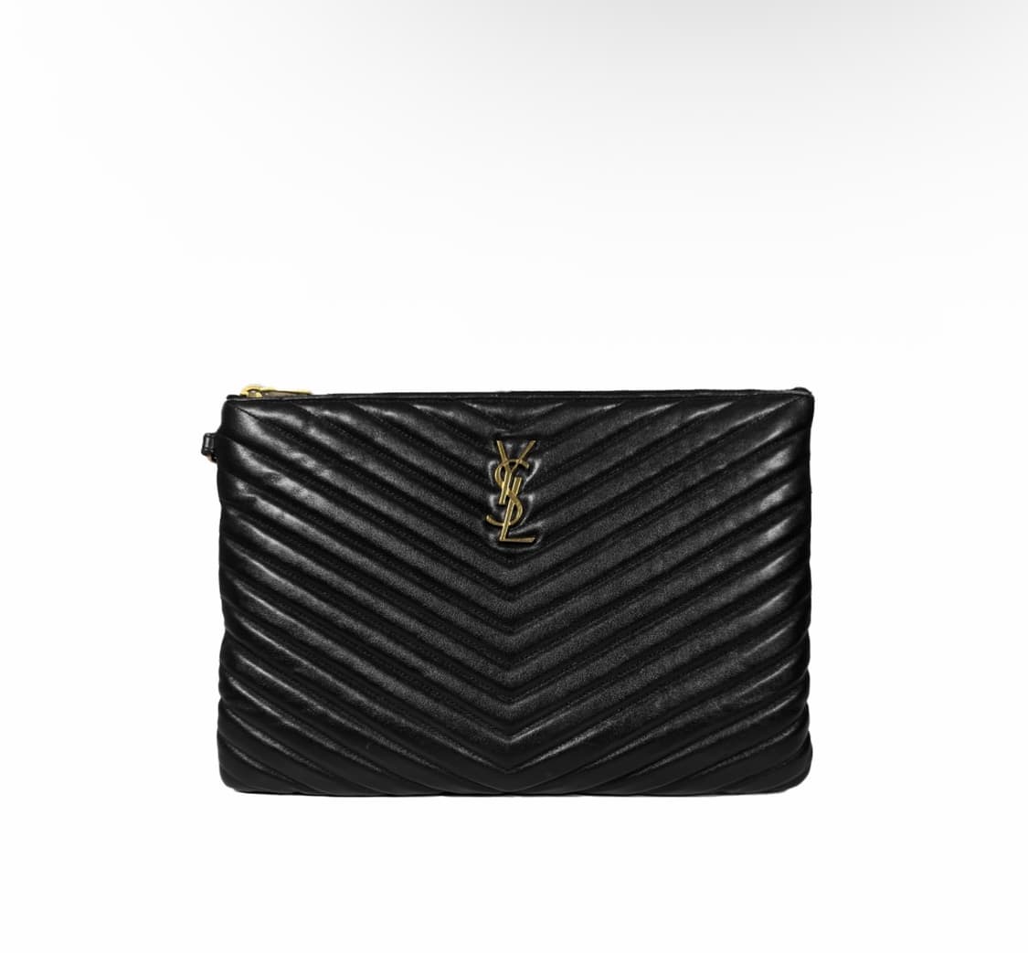 생로랑 카산드라 마틀라세 모노그램 로고 테블릿 파우치 클러치 블랙 금장 상품이미지1