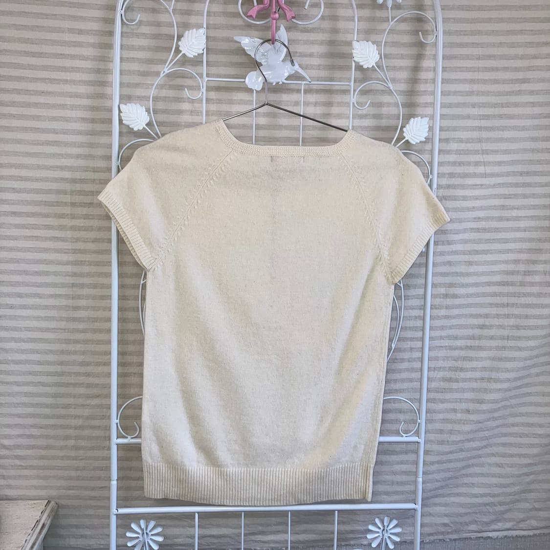 jpn vintage 아이보리 버튼 반팔 니트 y2k 스트릿 갸루 펑키 상품이미지5