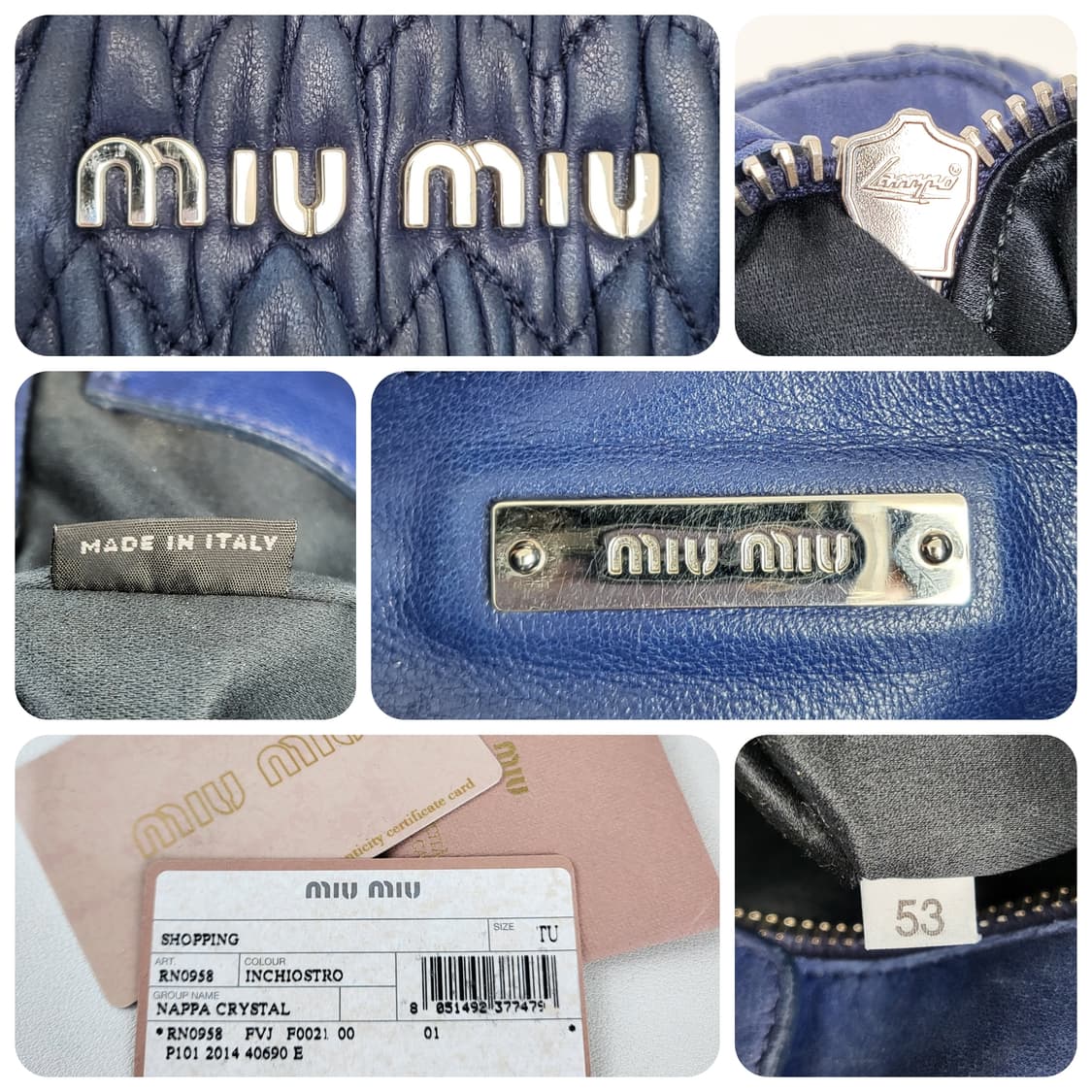 정품 미우미우 마테라쎄 나파가죽 크리스탈백 상품이미지9