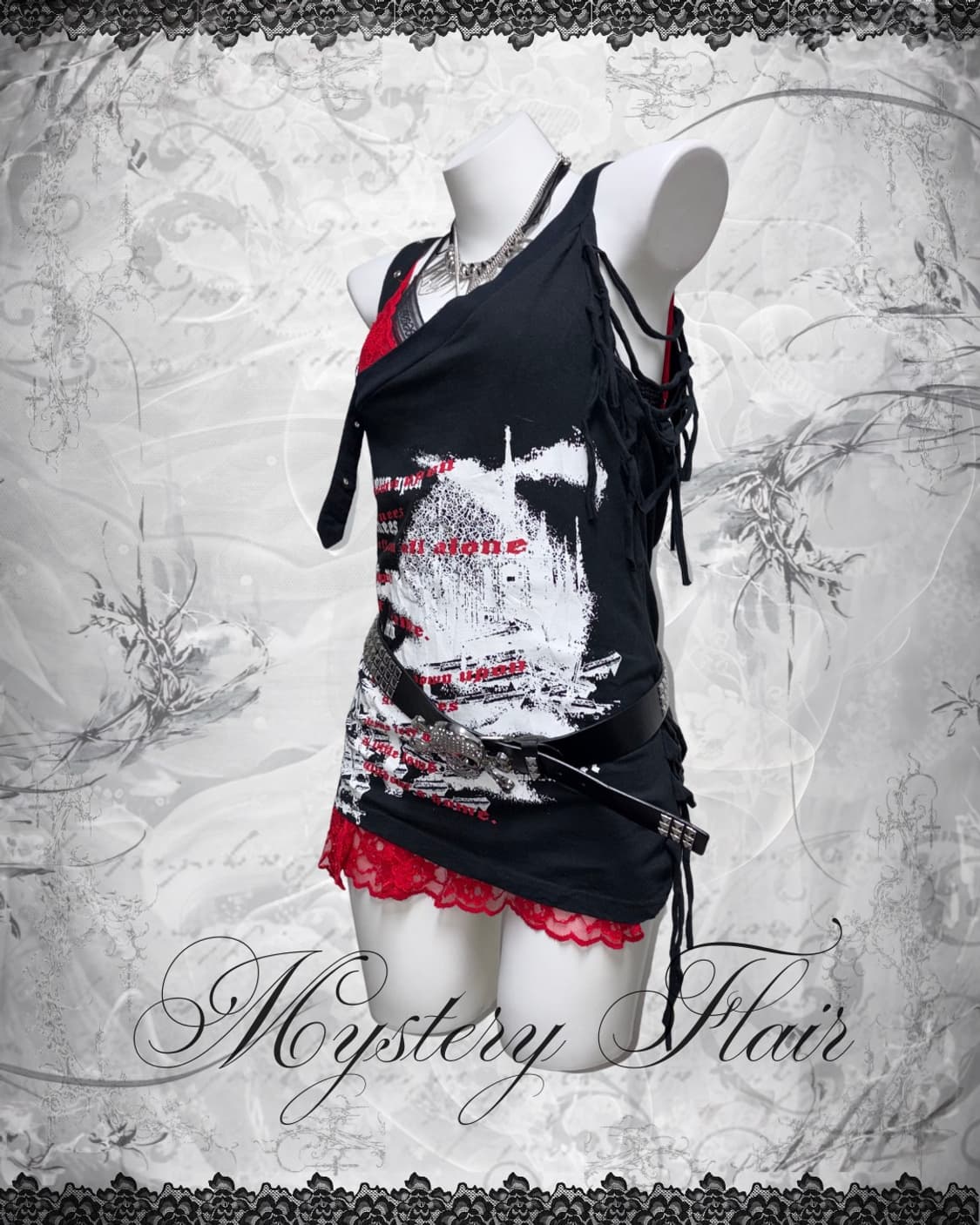 00s 레드 고스 펑크 그런지 나시 원피스 & 슬립 & 브라렛 상품이미지4