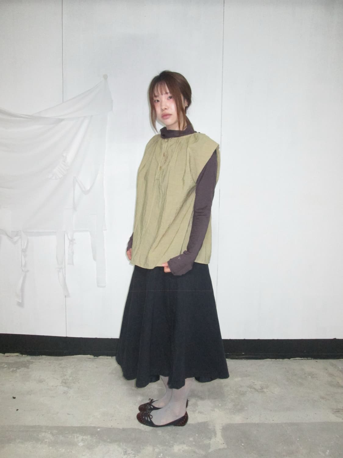 Vintage Button A-line Skirt 상품이미지3