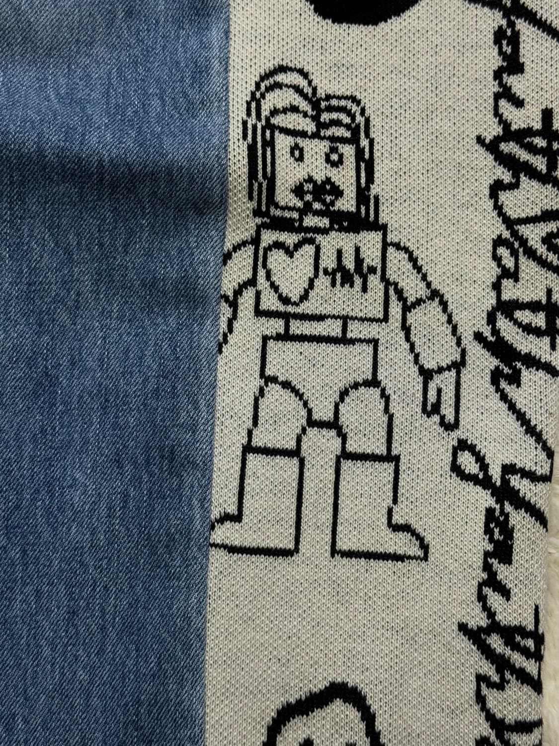 유쓰배쓰-니트 트리밍 워싱 데님 (라이트블루) 상품이미지6