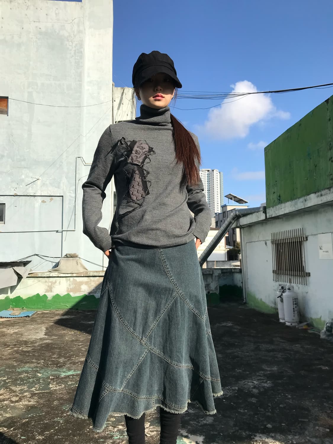 그레이 패치 목티셔츠  상품이미지5