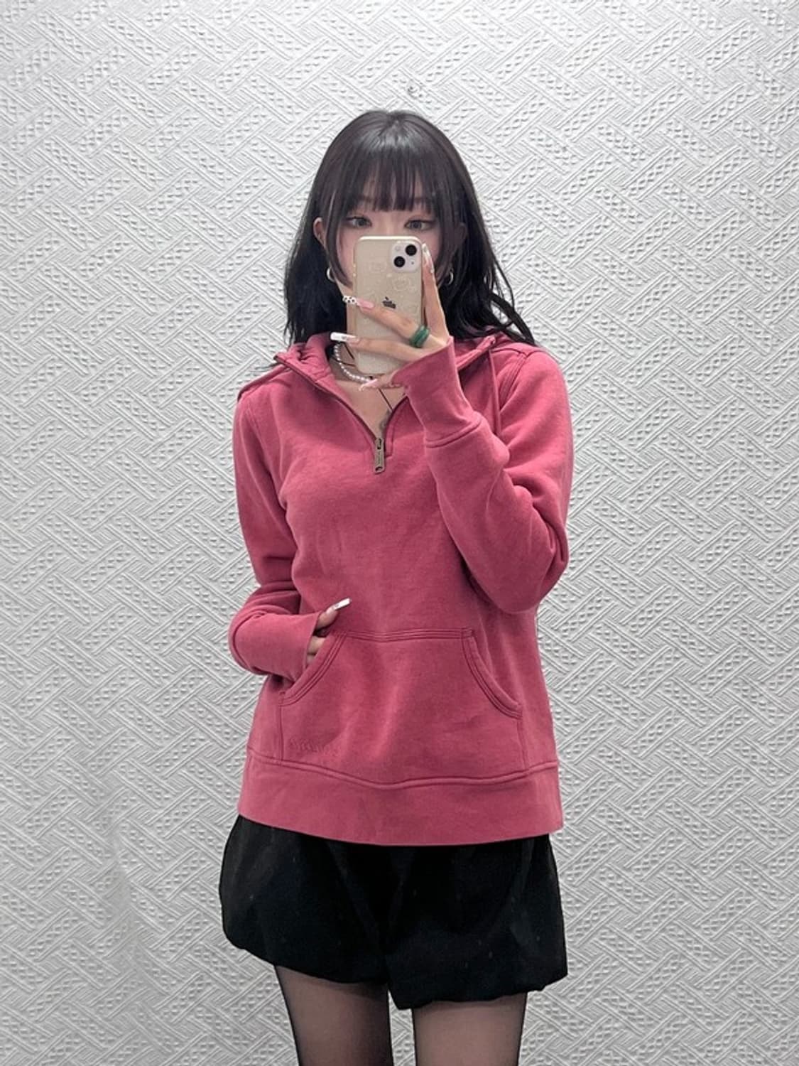 칼하트 빈티지 레트로 Y2K 더티핑크 반집업 후드티 M C11333 상품이미지2