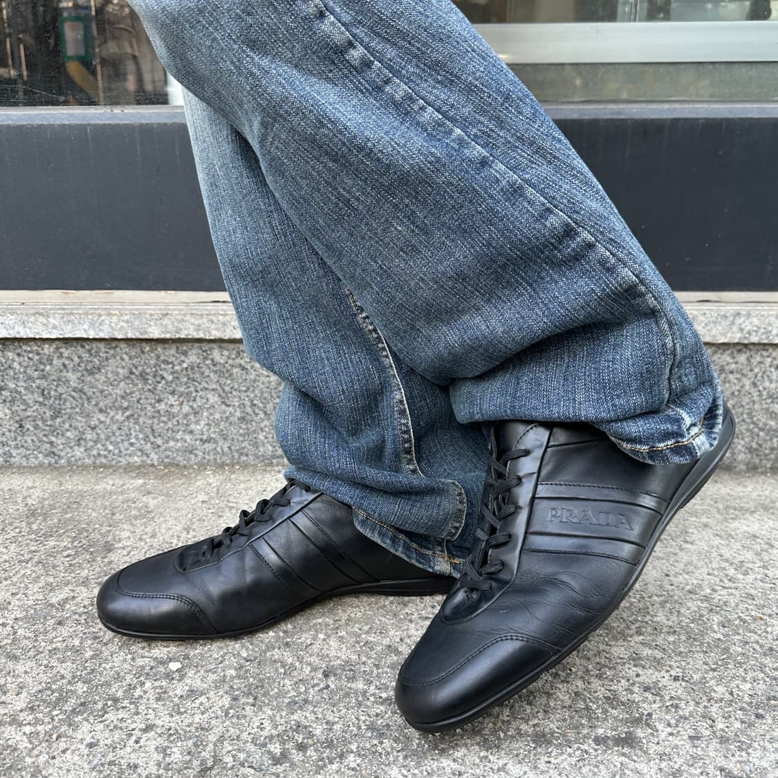 00s 레어 빈티지 프라다 스포츠 가죽 스니커즈 상품이미지10