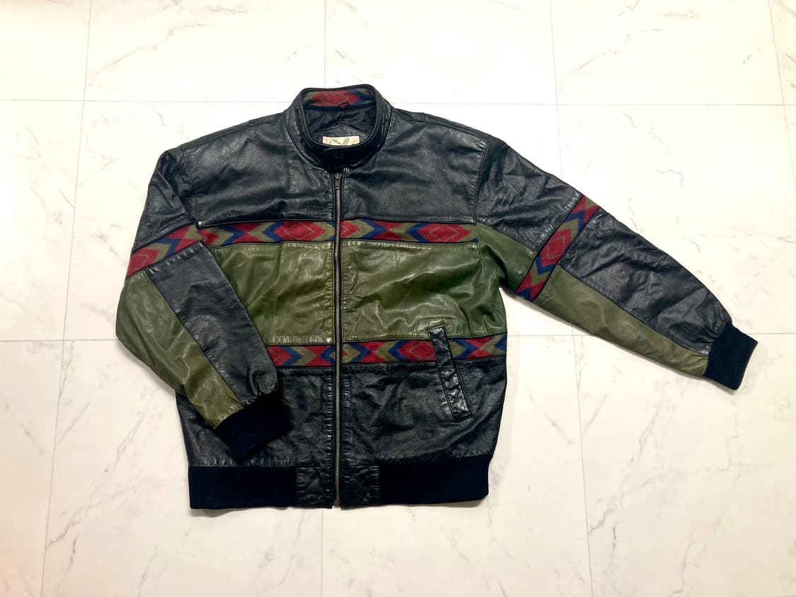 90s 아들러 나바호 리얼 레더 봄버 가죽 자켓 105-110 상품이미지1