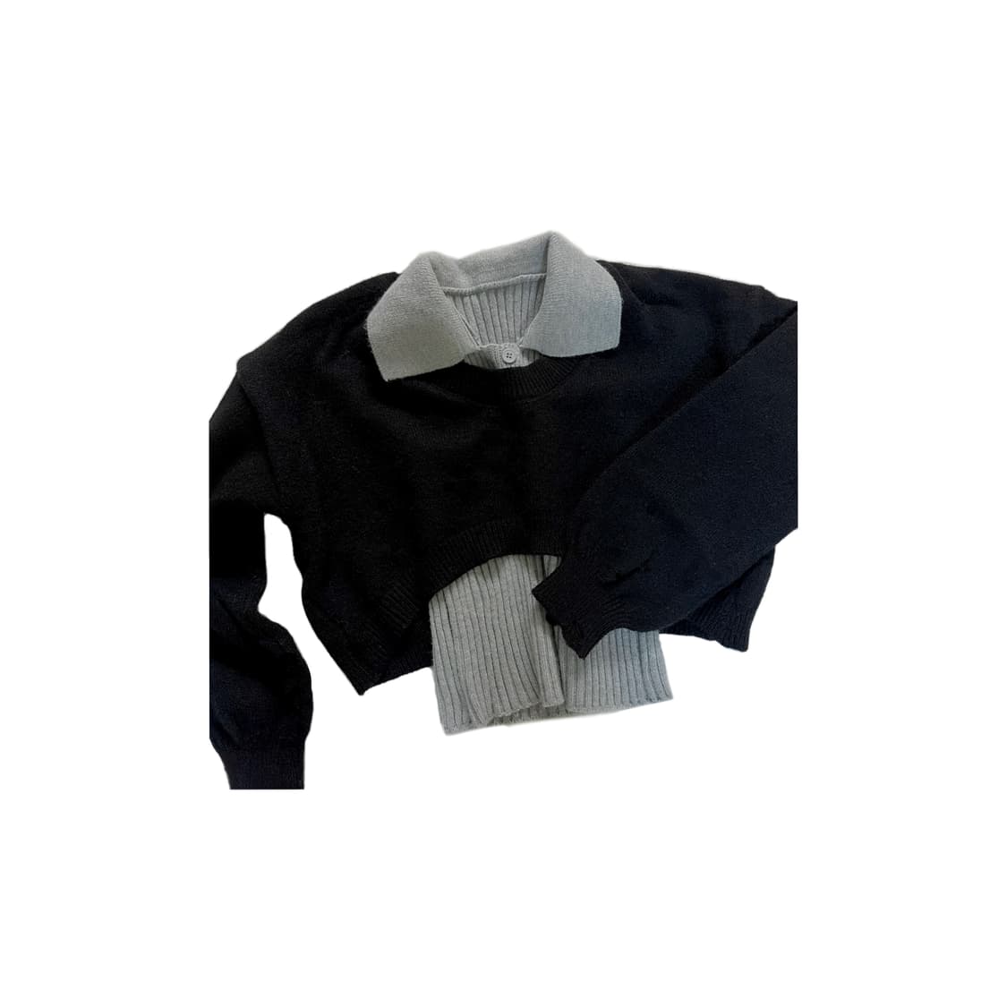 니트 민소매 + 브이넥 긴팔 니트 세트 빈티지 상품이미지1