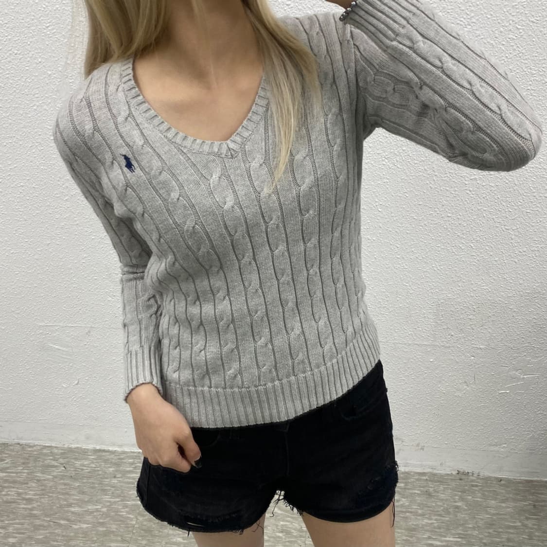 폴로 랄프로렌 네이비포니 그레이 꽈배기 니트 XS 상품이미지1