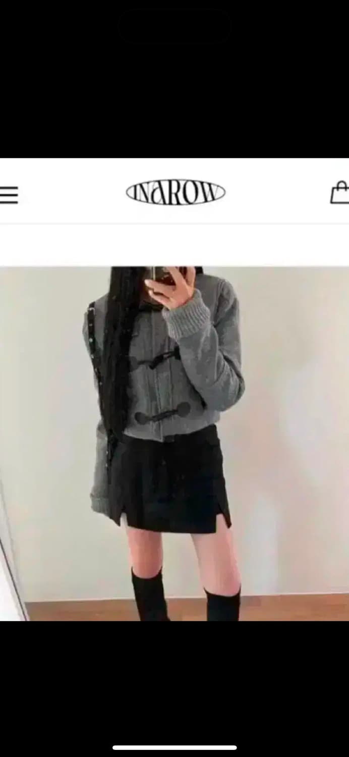 크롭 떡볶이 숏더플코트 자켓 그레이 안감 누빔 지그재그 비엔프롬 상품이미지1