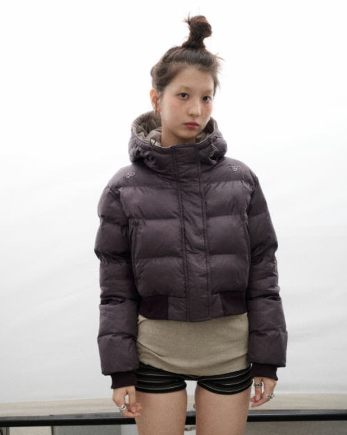 테스트메커니즘 아치하라 숏패딩 퍼플 상품이미지1