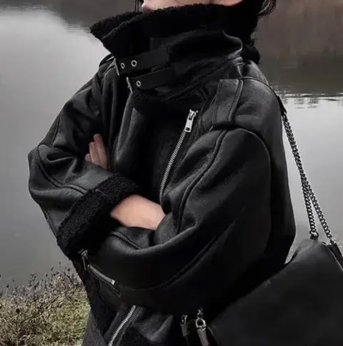 이은 블랙 버클 무스탕 상품이미지1