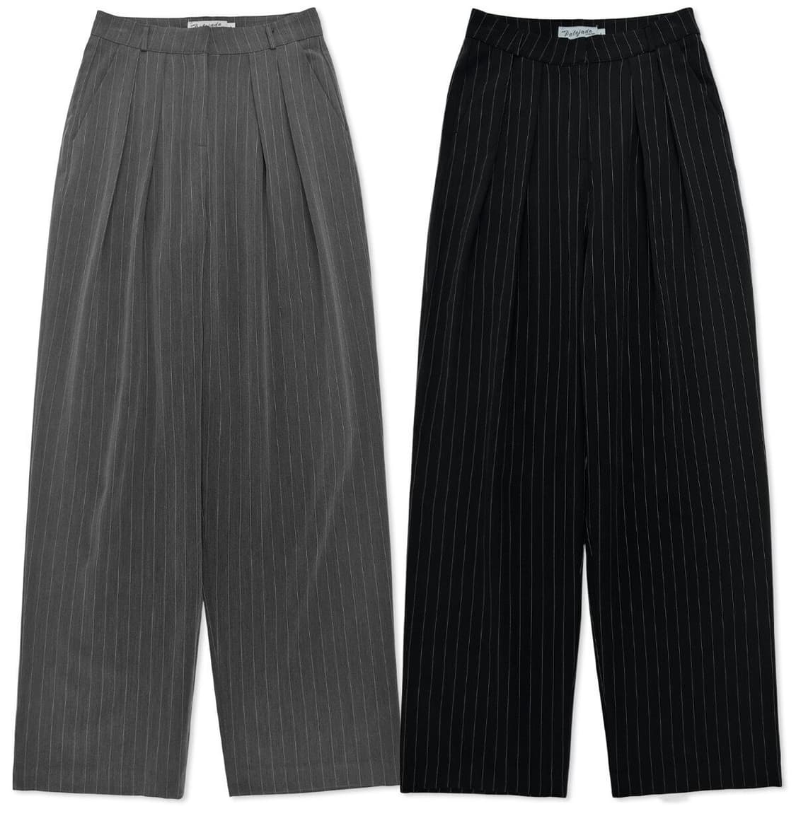 페일제이드 회색 스트라이프 와이드 슬랙스 상품이미지3