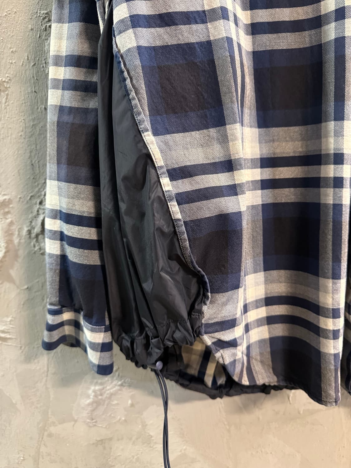 48 준지 JUUN.J 체크 스트링 블루종 셔츠 네이비 상품이미지2