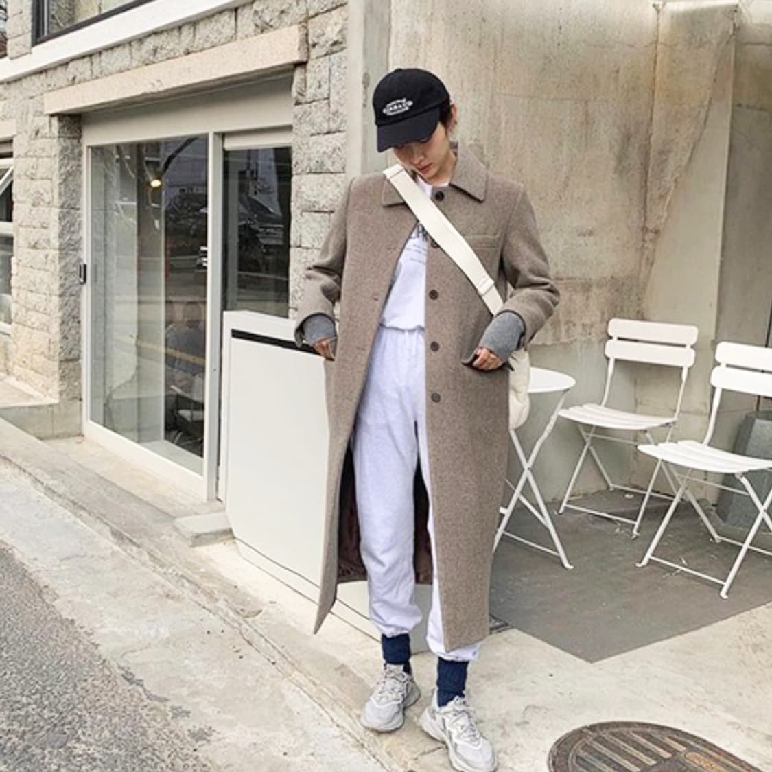 마론에디션(MARRON EDITION) 멜란지 베이지 수트코트 프리사이즈 상품이미지4