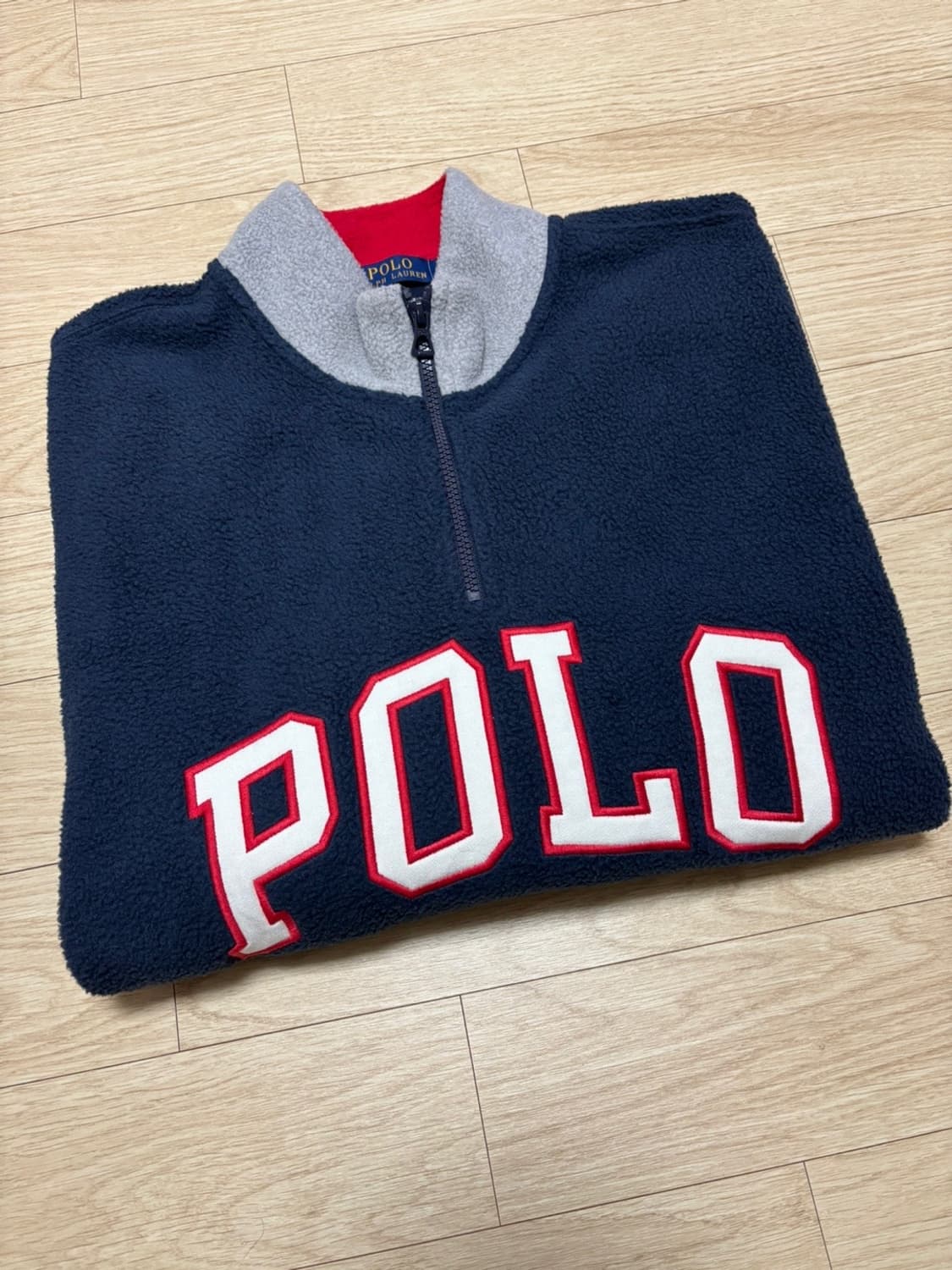 폴로 성조기 자수 플리스 하프집업 네이비 XL 상품이미지7