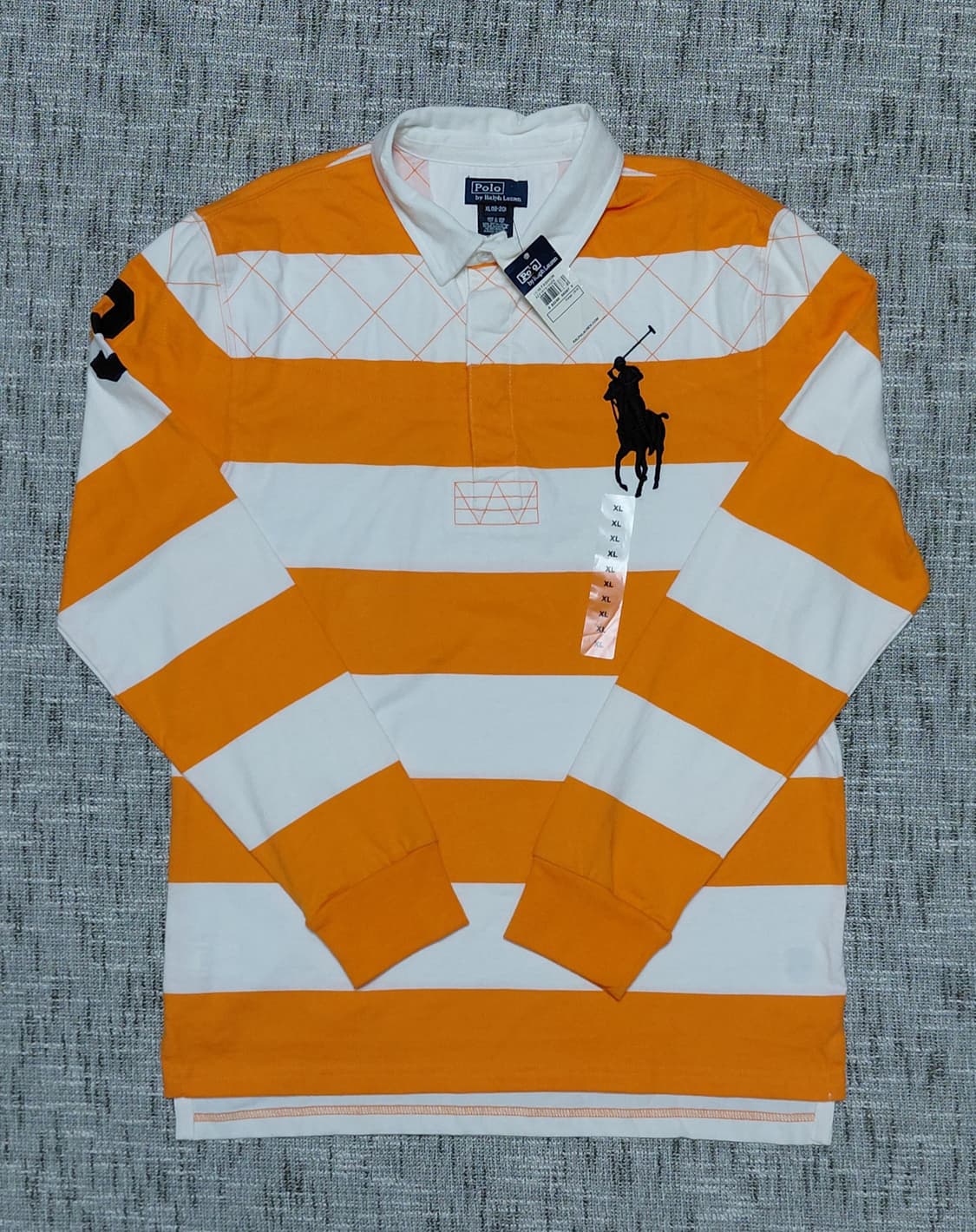 폴로 랄프로렌 럭비 셔츠 XL 오렌지 스트라이프 새상품 상품이미지1