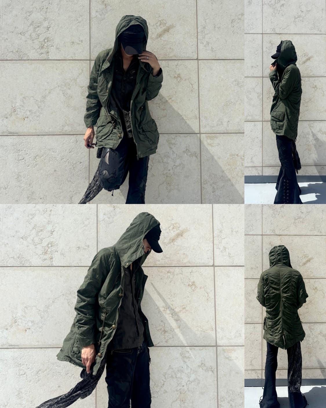 “Dig Deep” Grunge Mood Over Hooded Khaki 상품이미지1