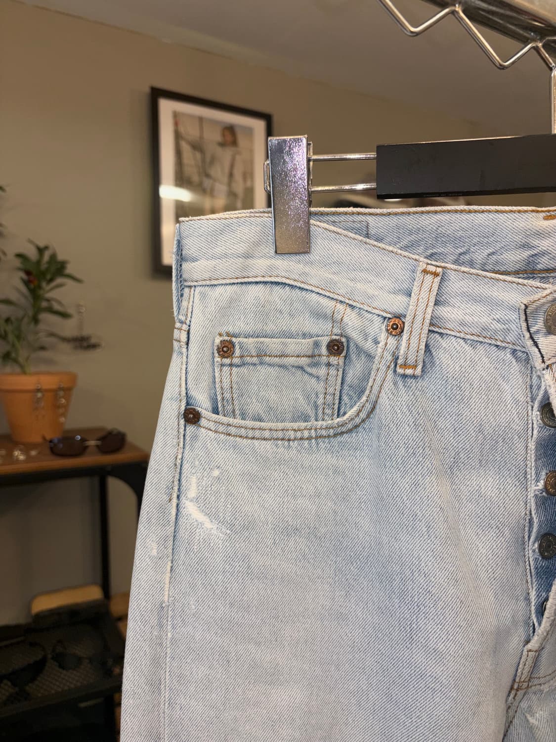 80’s Levi’s 501 USA denim hard washed  상품이미지5