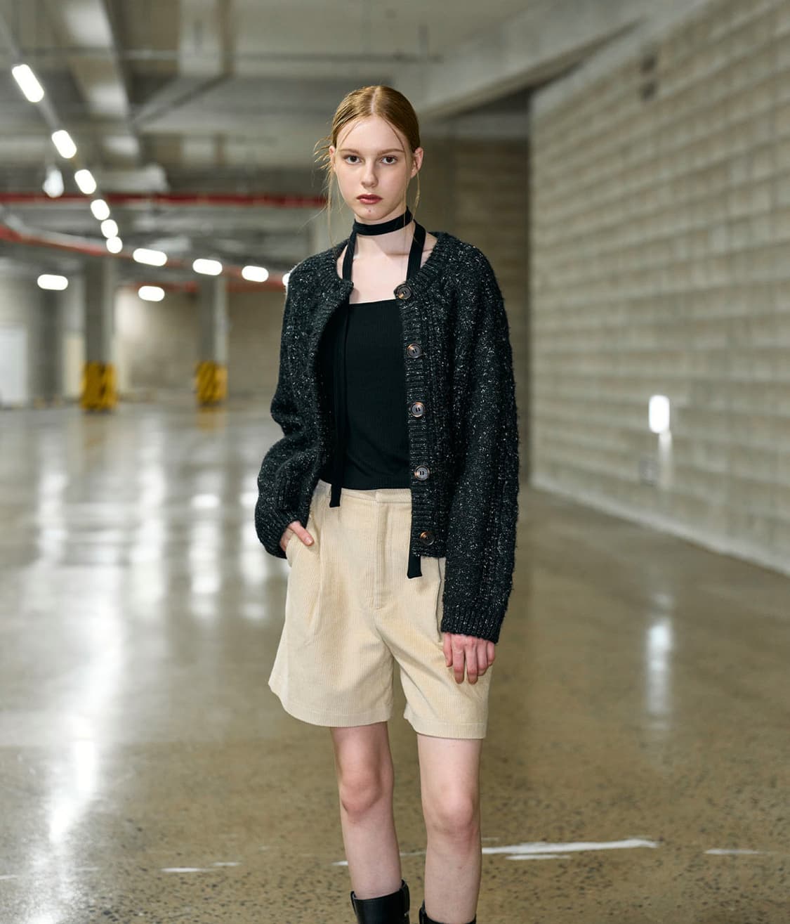 제너럴아이디어 울 더스트 케이블 가디건 블랙 상품이미지3