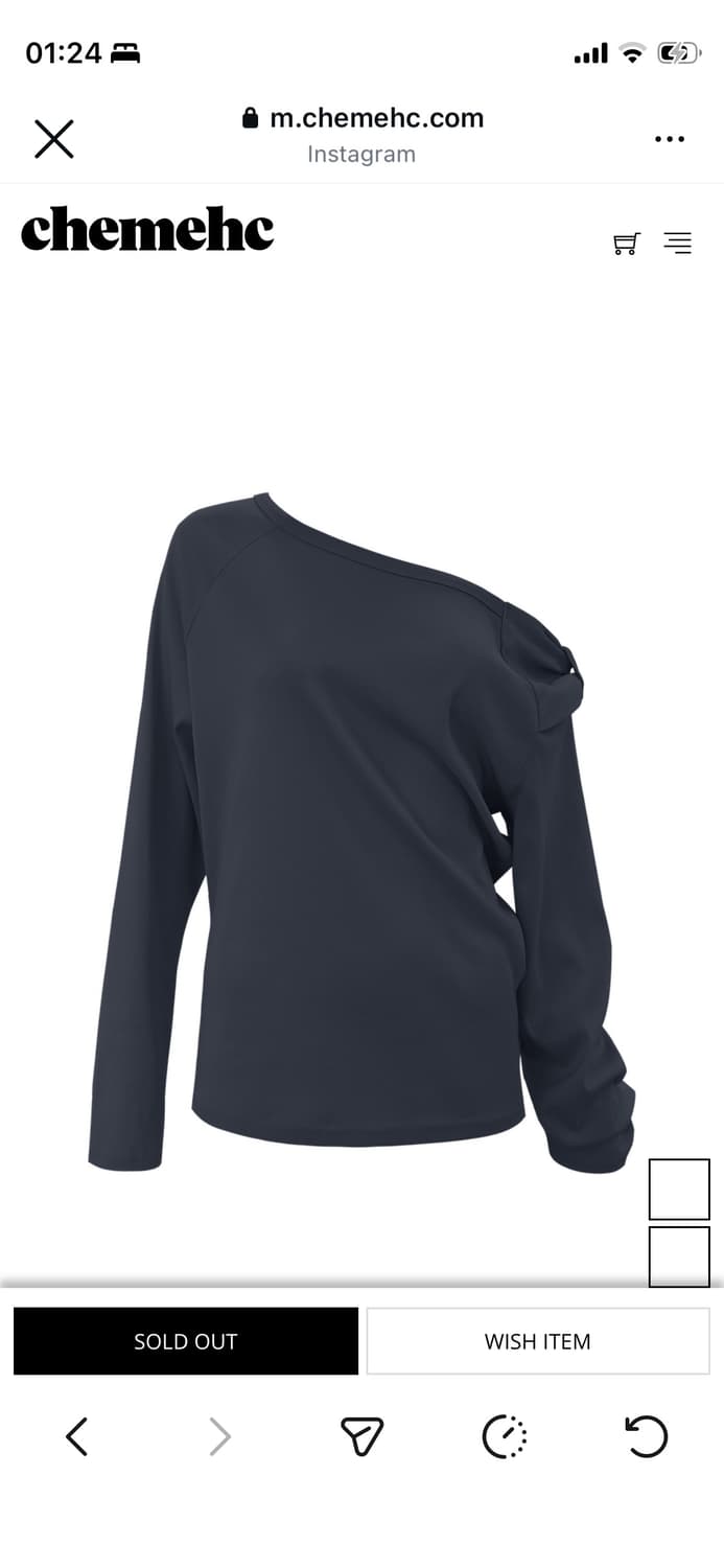 체메씨 보우 원숄더 롱슬리브 네이비 상품이미지1