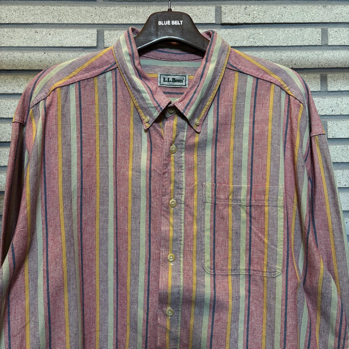 L.L.Bean 엘엘빈 레트로 멀티컬러 스트라이프 셔츠 헤비코튼 디테일 상품이미지4