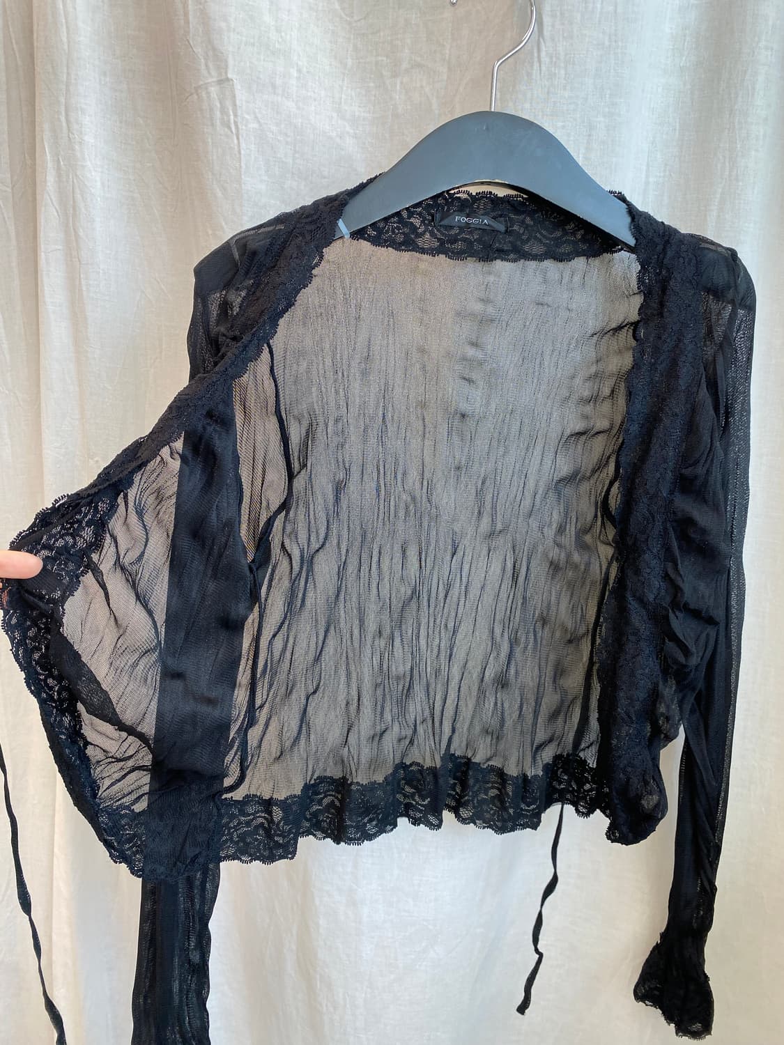 블랙 시스루 가디건(XS) 상품이미지6