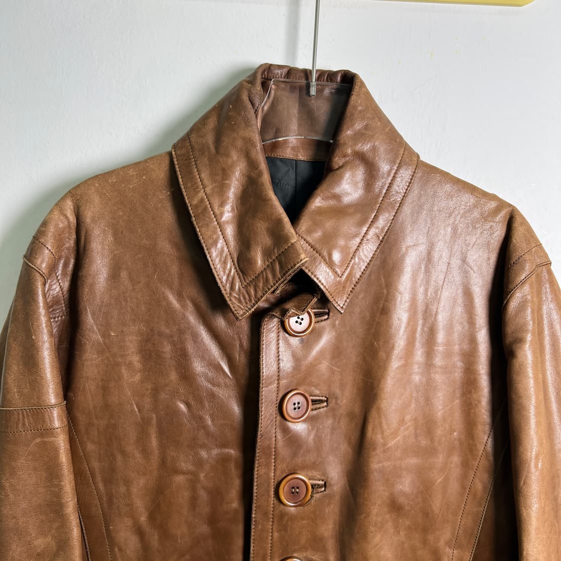 VTG 빈티지 브라운 레더 코트 48 상품이미지4