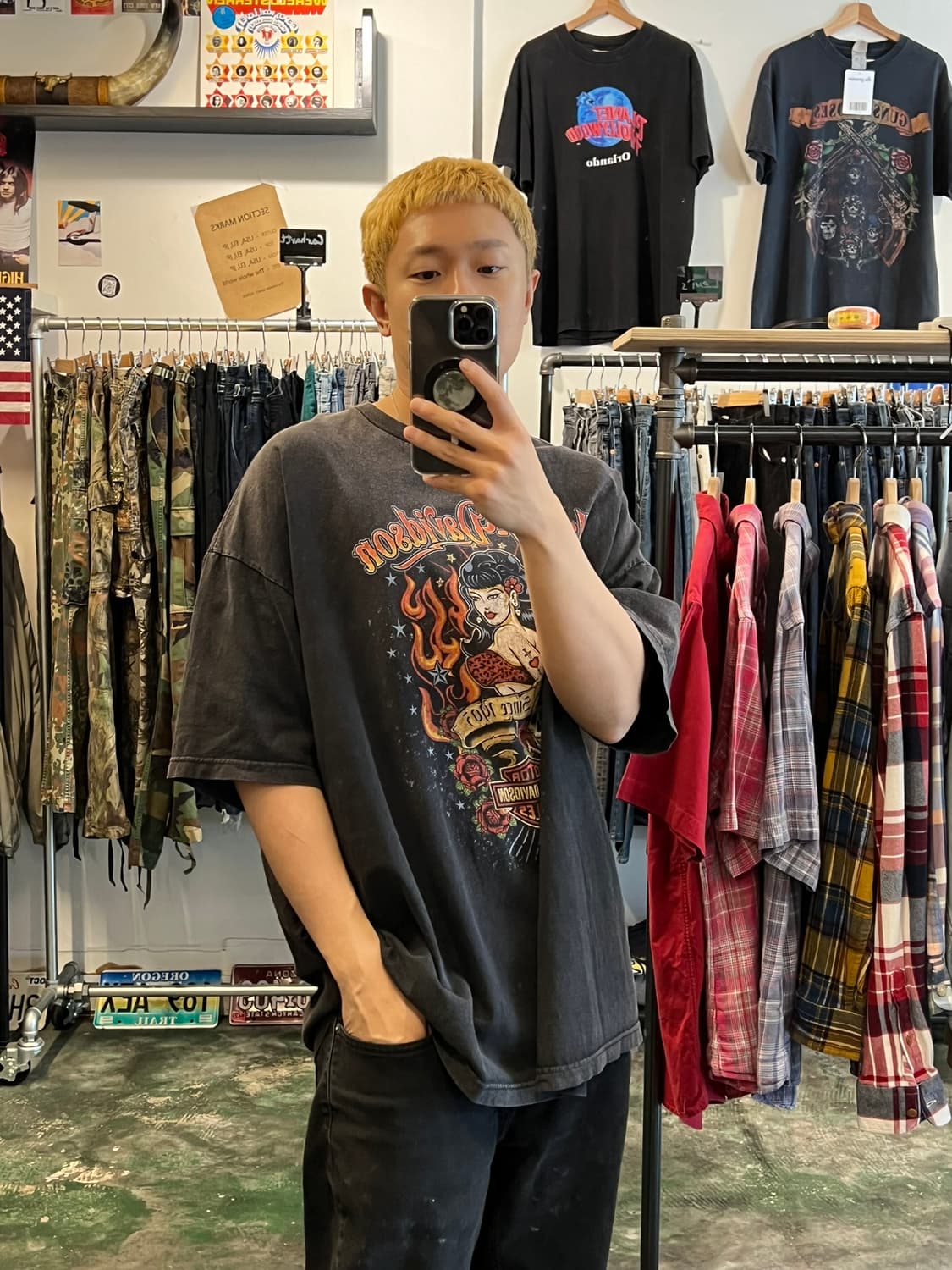 [3XL] 할리데이비슨 핀업걸 바이커 그래픽 반팔 티셔츠 상품이미지2