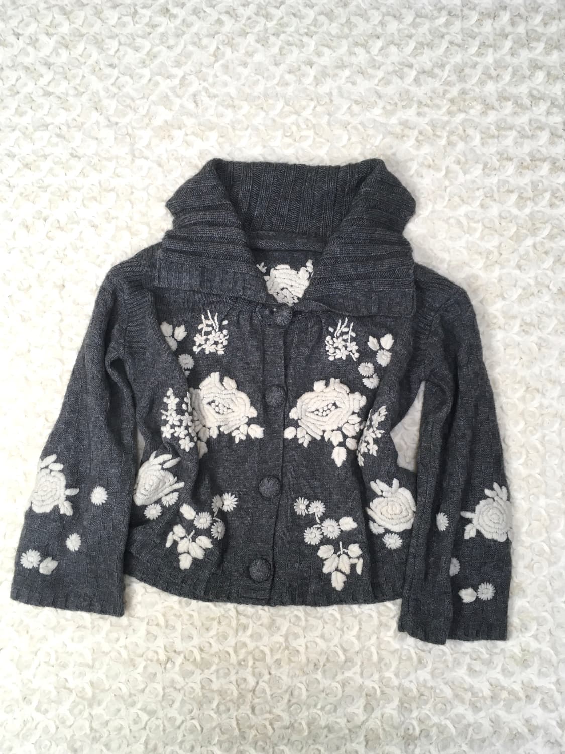 jpn vintage grey flower handwork cardiga 상품이미지6