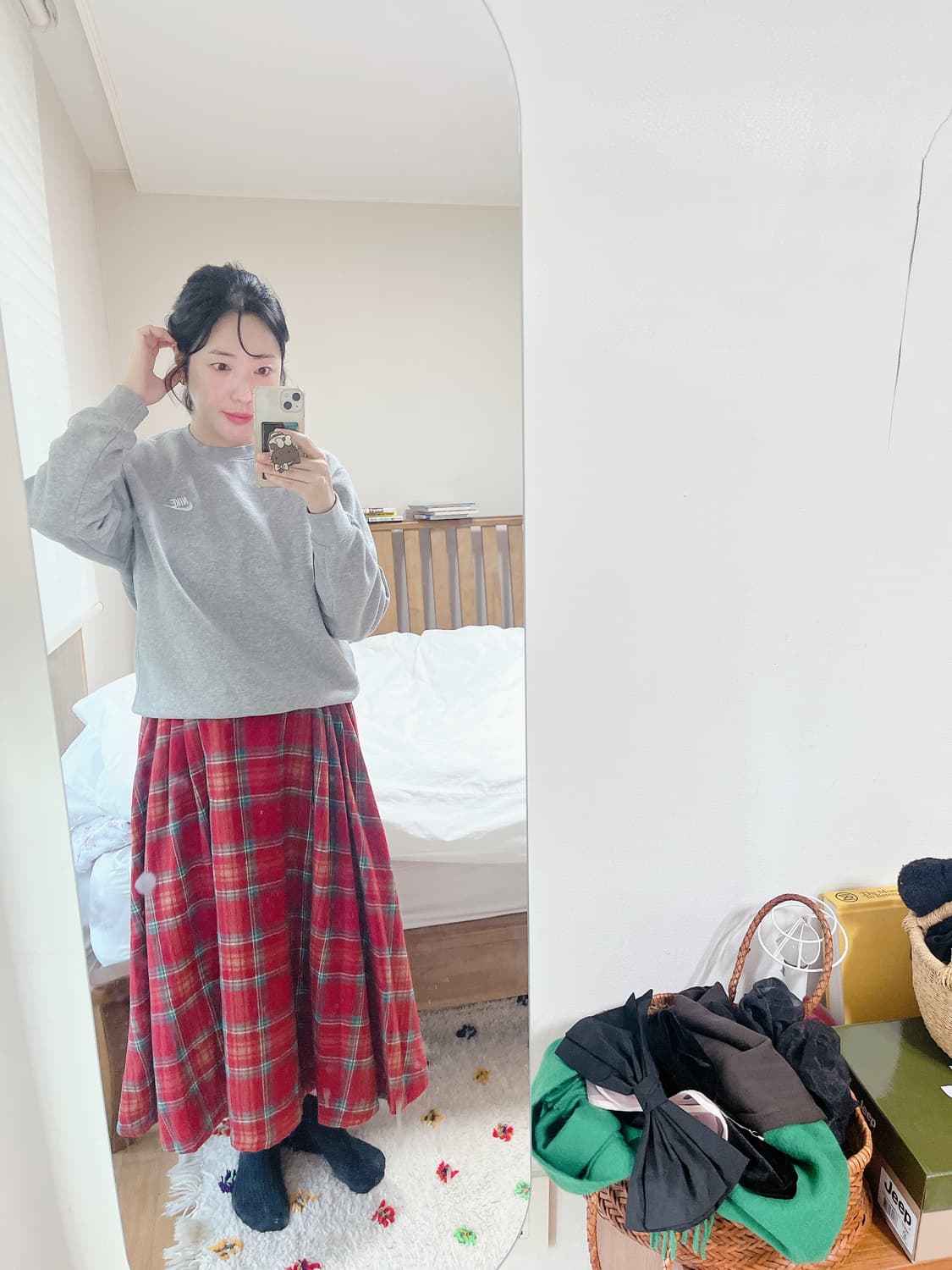 울 플리츠 체크롱스커트 상품이미지7