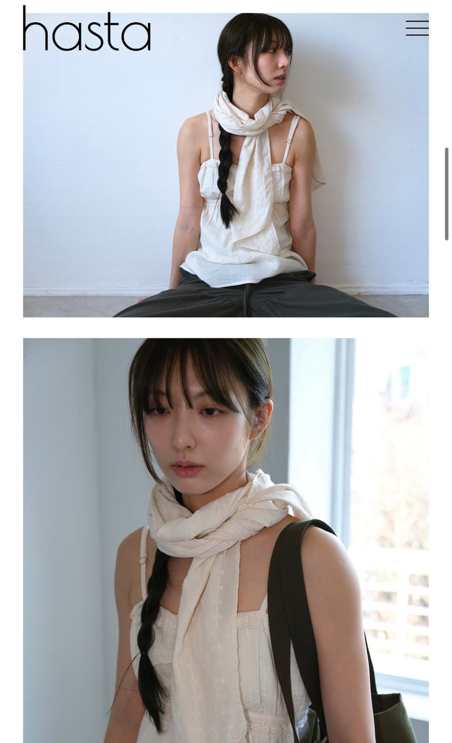 Hasta 하스타 아오이 스카프 아이보리 Aoi Scarf (새상품) 상품이미지3