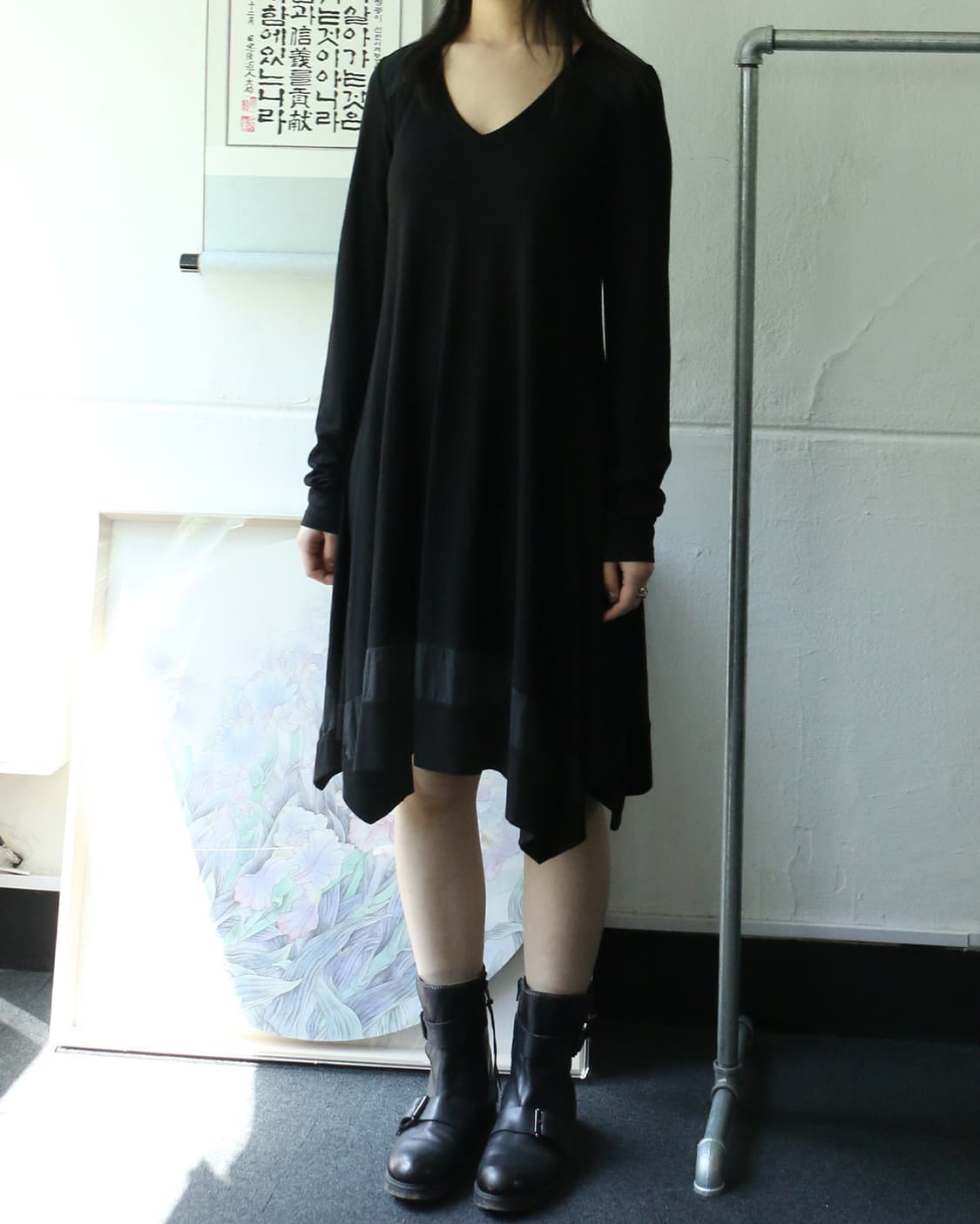 마리떼 프랑소와 저버 블랙 레이스업 비대칭 원피스  상품이미지4