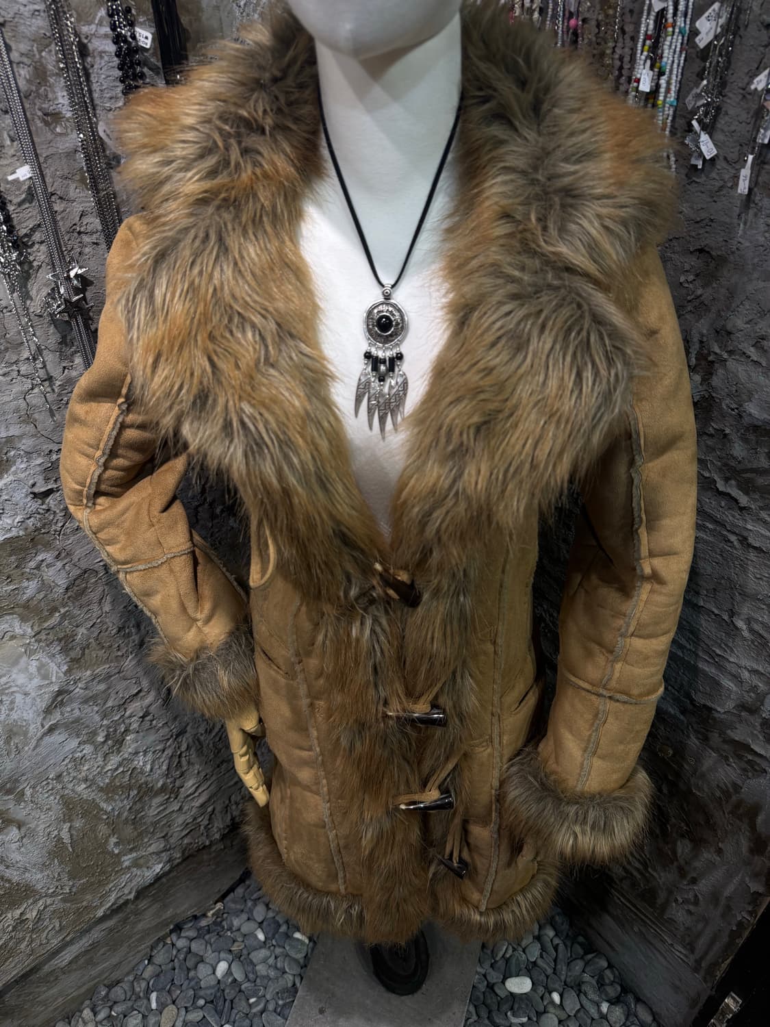 Brown fur suede coat 상품이미지2