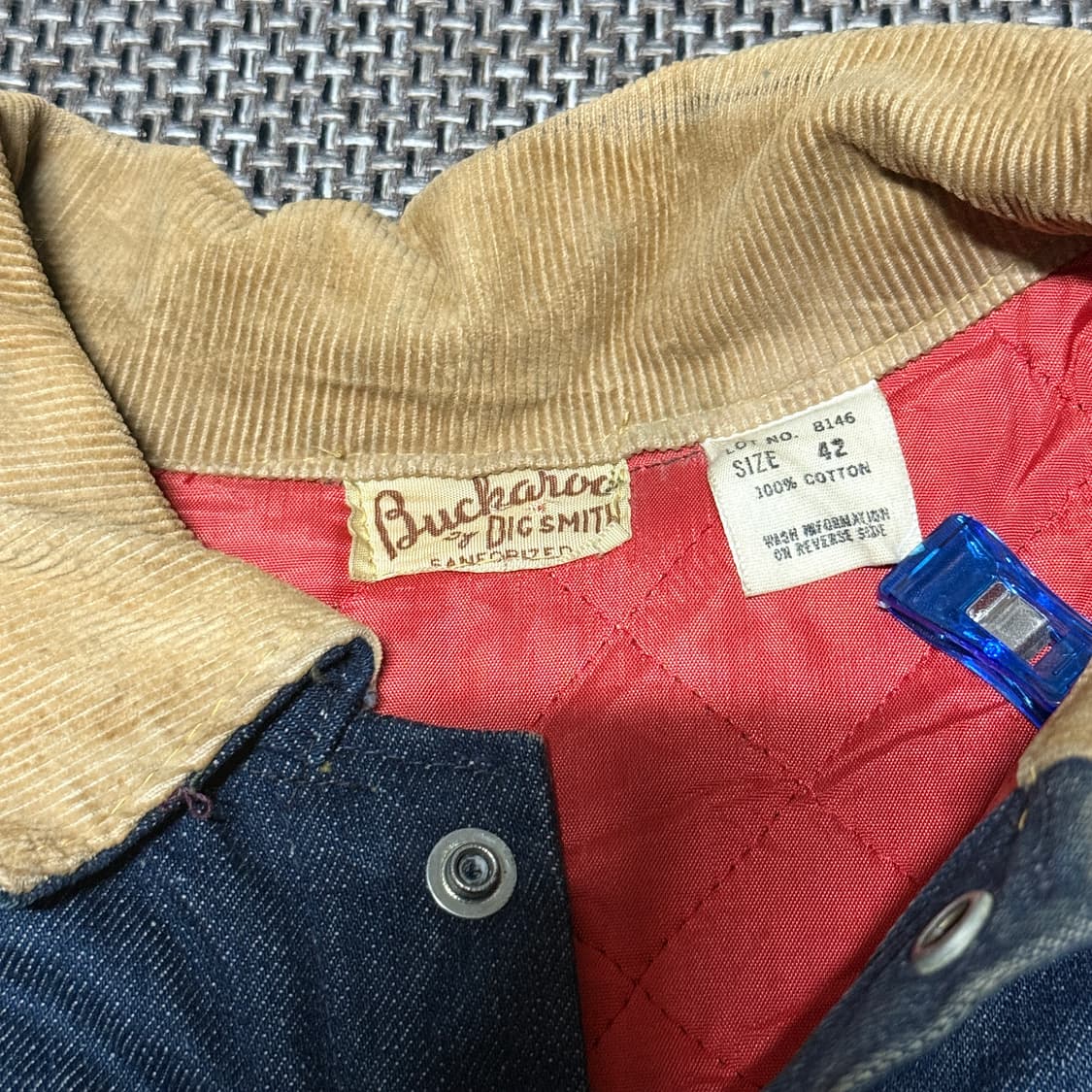 60~70s Big Smith 코듀로이 액센트 데님 웨스턴 워크자켓 상품이미지3