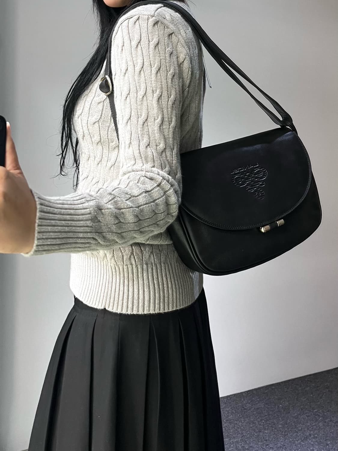 란셀 엠보싱 로고 레더 백 상품이미지2