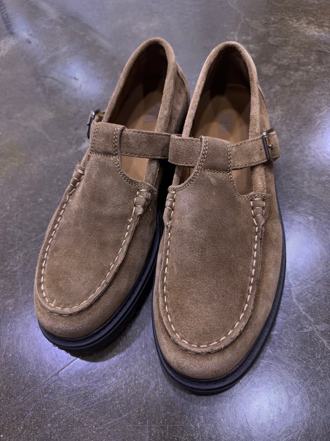 자라 소가죽 스웨이드 버클 레더 슈즈 더비슈즈 41 상품이미지4