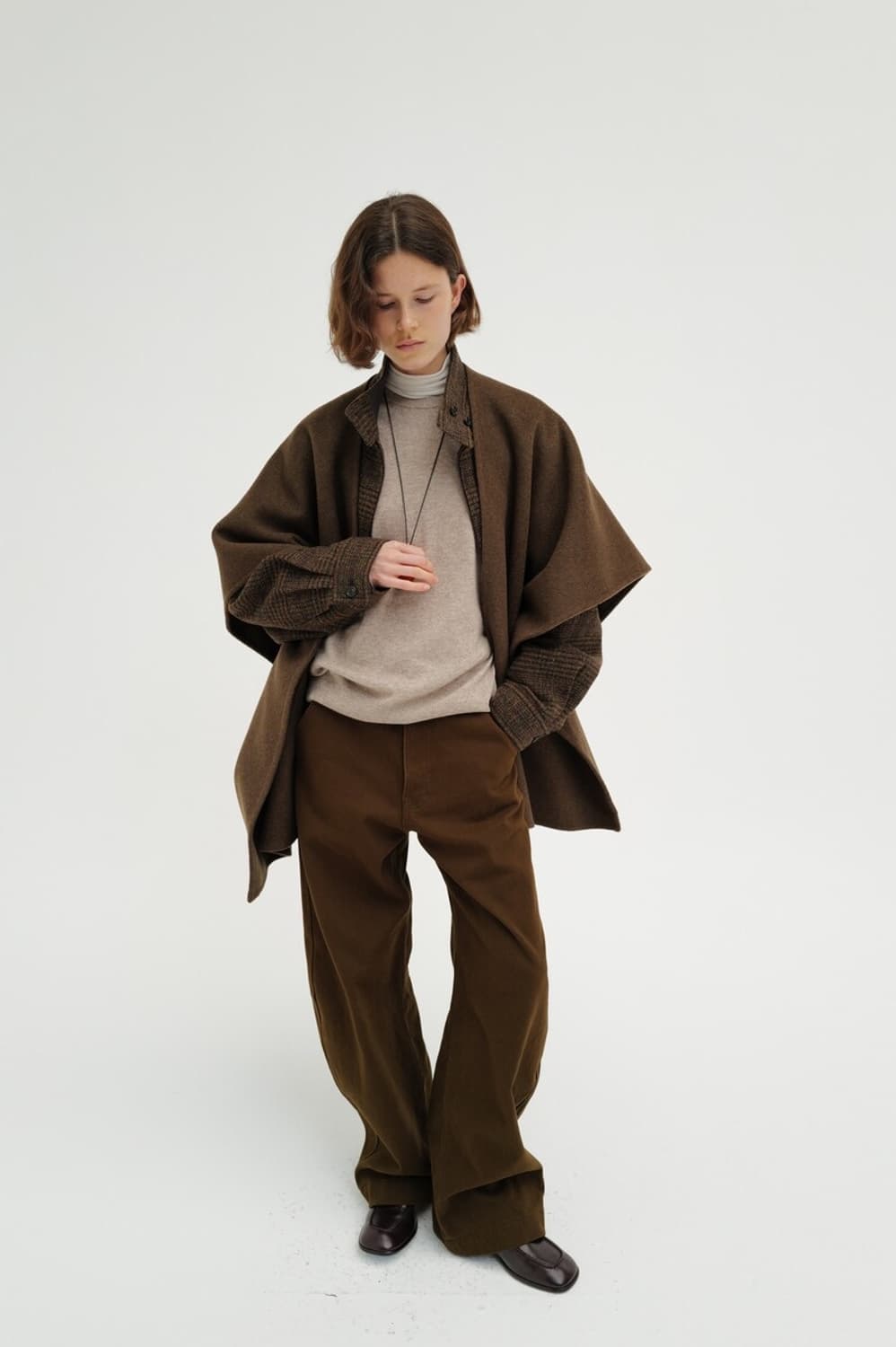 모노하 Cotton curve pants 브라운 1 상품이미지1