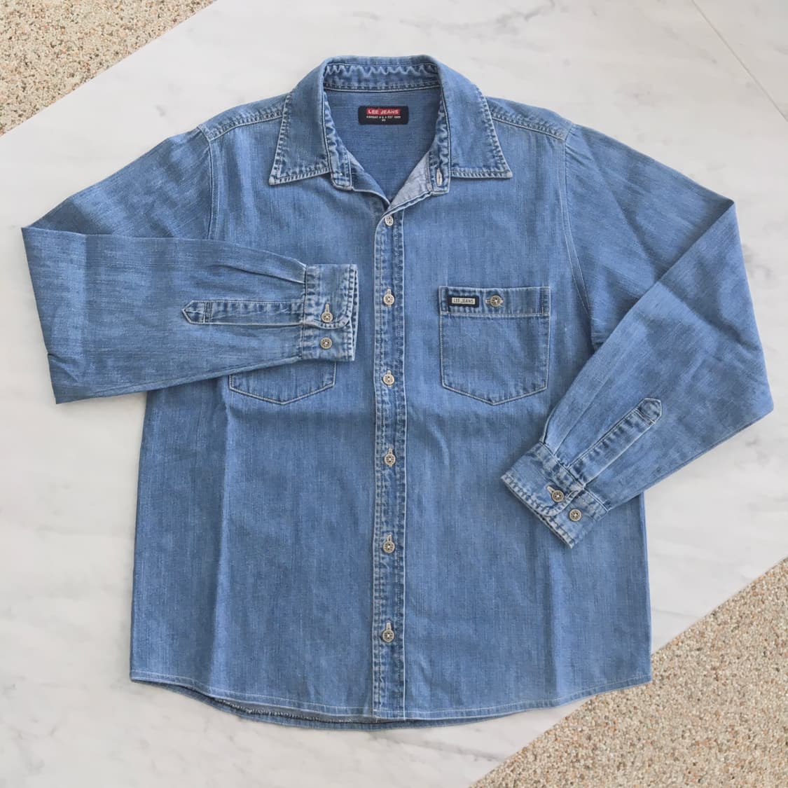 Lee 투포켓 중청 데님 셔츠 남성 97 여성 55 66 사이즈  상품이미지3