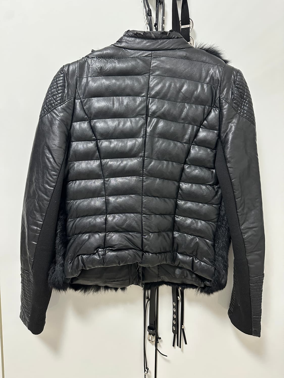 바이커 퍼 레더 자켓 상품이미지2