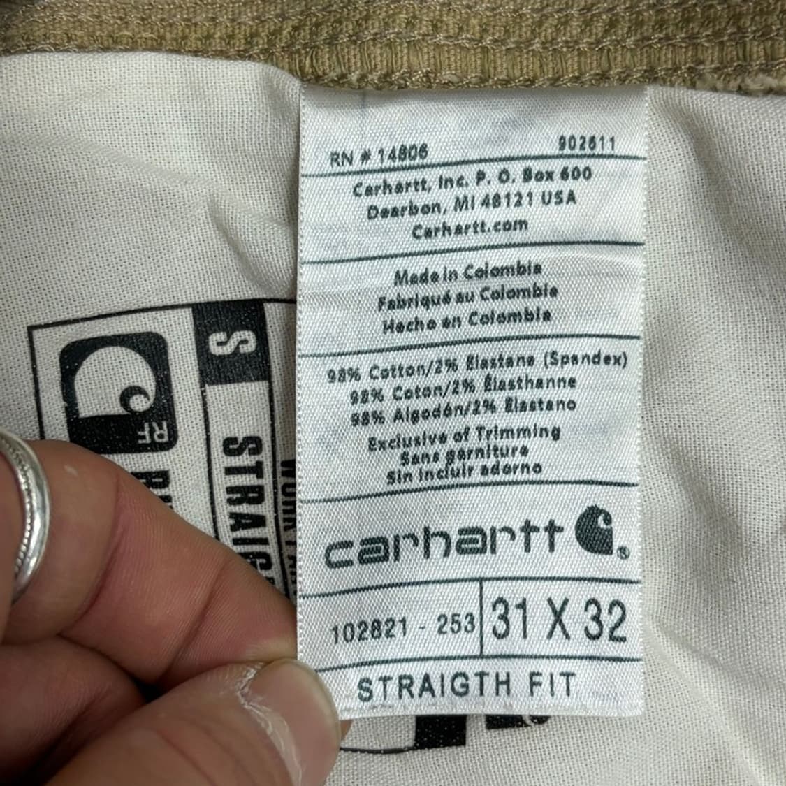 칼하트 스트레이트핏 워크팬츠 v4460 상품이미지10