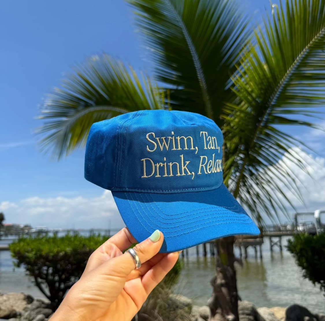DUVIN 여행 휴양지 컨셉 SWIM TAN DRINK RELAX 모자 상품이미지9