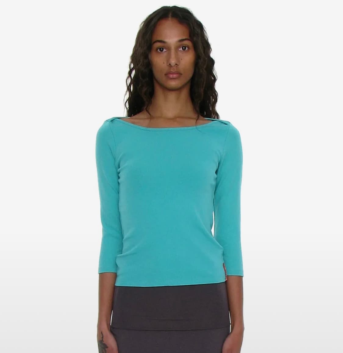 파르티멘토우먼 보트넥 7부 티셔츠 에메랄드 민트 상품이미지1