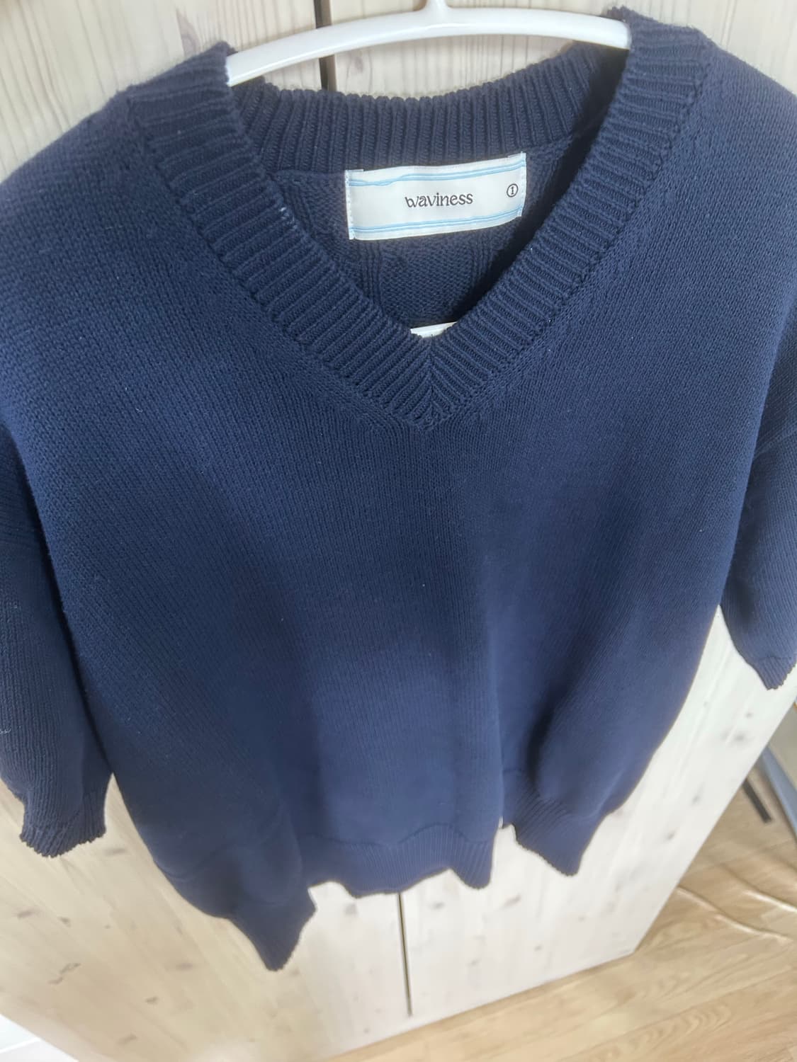 웨이비니스 브이넥 반팔니트 (Navy) 상품이미지1