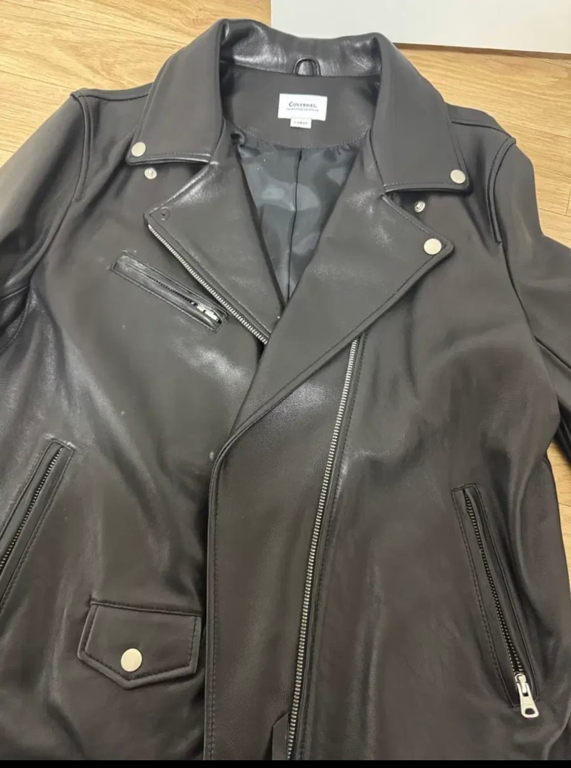 커버낫 블랙 양가죽 램스킨 라이더 자켓 L leather 상품이미지1